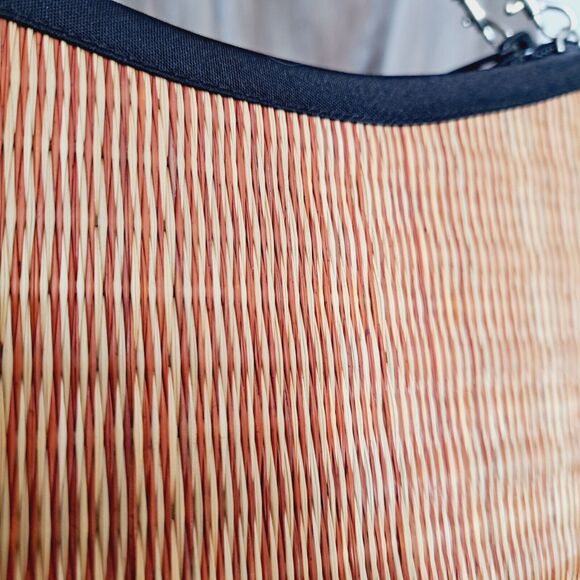 Bamboo Weave Purse Handbag Satin Trim Vacation Resort Travel Boho Beach Date - Picture 4 of 16